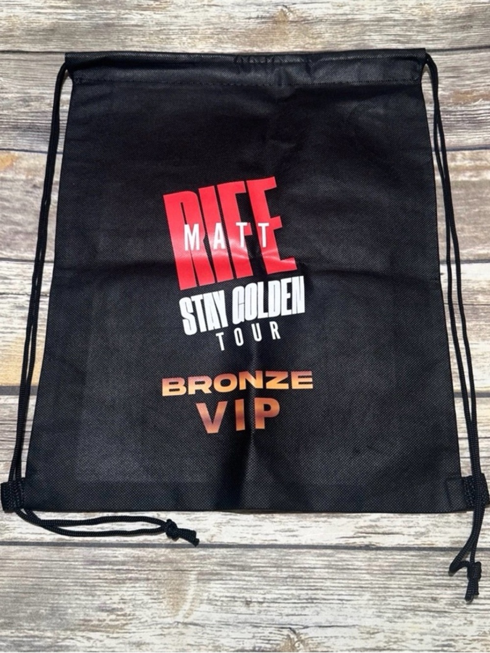 Matt Riff Stay Golden Tour Bronze VIP Drawstring Bag